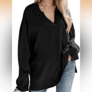 86. Black V-Neck Women's Sweater Size XL